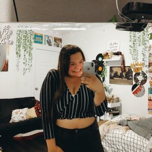 black and white wrap top